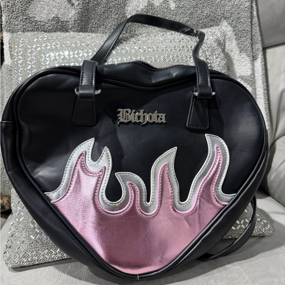 Karol G BICHOTA Black and Pink Heart Bag